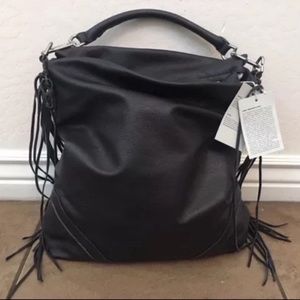 Liebeskind Black Leather Hobo Bag Purse with Fringe NWT!!